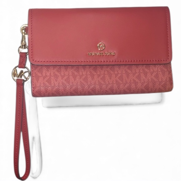 Michael Kors Handbags - Michael Kors Burgundy Logo Wristlet / Wallet/ Phone Holder.  NEW!!